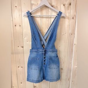 Free People Denim Overall Skirt Dress Western Jean Mini Size 4